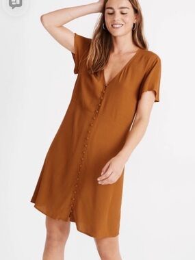 Madewell Terracotta Button-Front Midi Dress